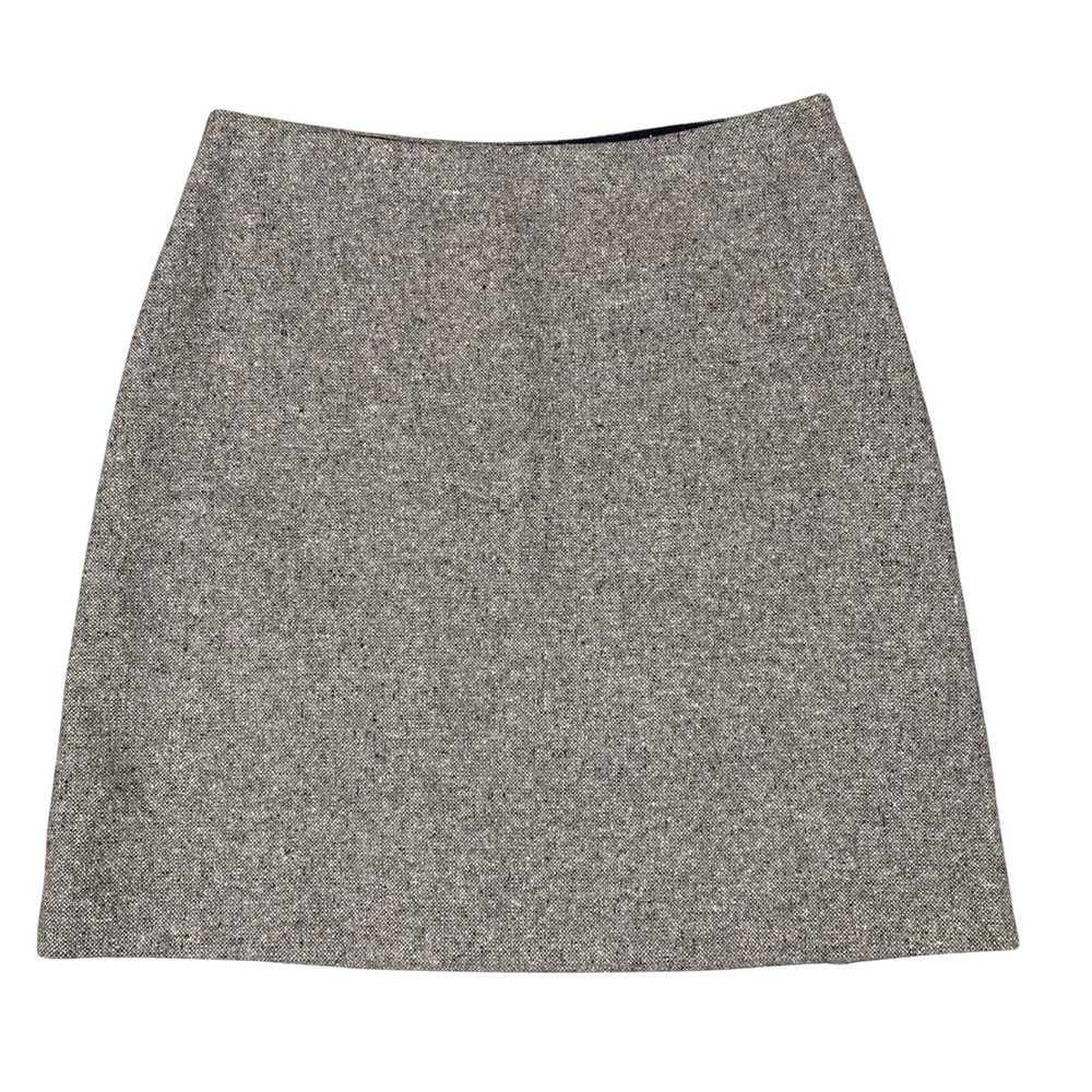Theory Easy Waist Speckle Wool Silk Tweed A-Line Mini Skirt Womens 4 Gray